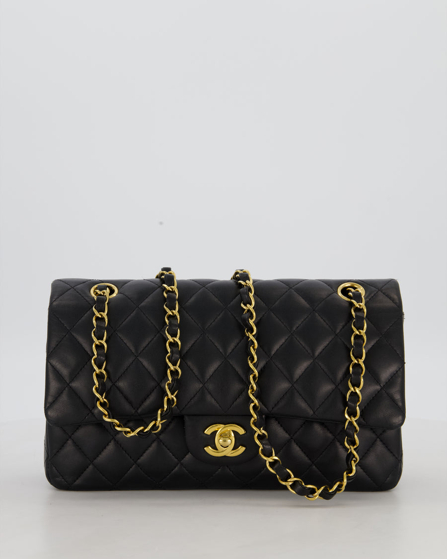 Chanel Black Medium Classic Double Flap Bag in Lambskin Leather with Gold Hardware