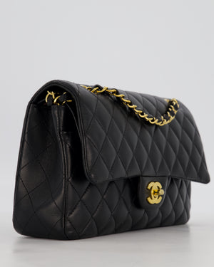 Chanel Black Medium Classic Double Flap Bag in Lambskin Leather with Gold Hardware