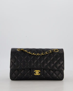 Chanel Black Medium Classic Double Flap Bag in Lambskin Leather with Gold Hardware