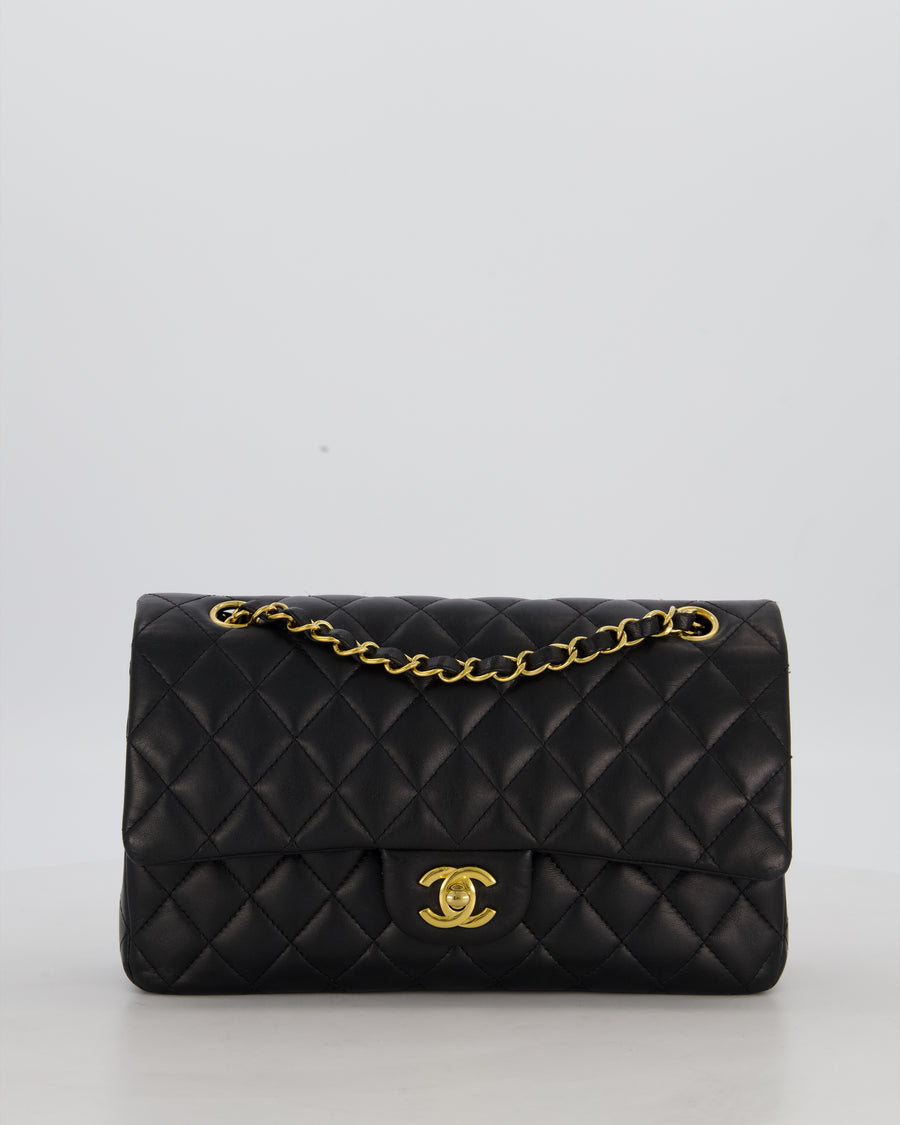 Chanel Black Medium Classic Double Flap Bag in Lambskin Leather with Gold Hardware