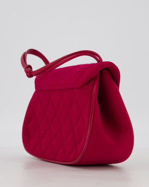 Chanel Vintage Small Vintage Fuchsia Pink Matelasse Quilted Shoulder Bag with Gold Hardware