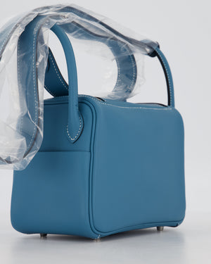Hermès Mini Lindy Bag in Bleu Jean Swift Leather with Palladium Hardware