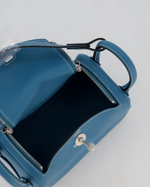 Hermès Mini Lindy Bag in Bleu Jean Swift Leather with Palladium Hardware
