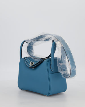 Hermès Mini Lindy Bag in Bleu Jean Swift Leather with Palladium Hardware