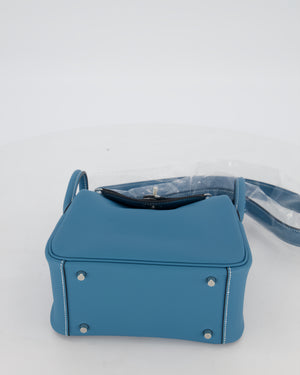 Hermès Mini Lindy Bag in Bleu Jean Swift Leather with Palladium Hardware