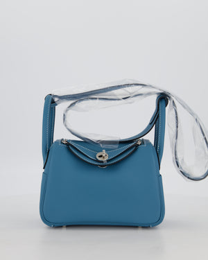 Hermès Mini Lindy Bag in Bleu Jean Swift Leather with Palladium Hardware