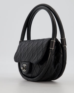 Chanel Black Hula Hoop Bag in Lambskin with Silver Hardware