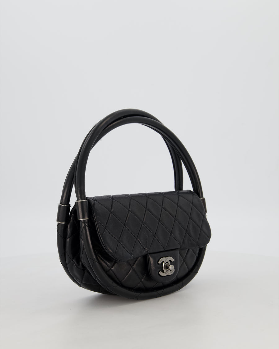Chanel Black Hula Hoop Bag in Lambskin with Silver Hardware
