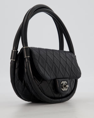 Chanel Black Hula Hoop Bag in Lambskin with Silver Hardware