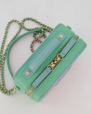 *VERY RARE* Chanel Tricolour Caviar leather Vanity Case Bag with Blue CC Leather Logo Detail