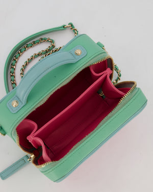 *VERY RARE* Chanel Tricolour Caviar leather Vanity Case Bag with Blue CC Leather Logo Detail