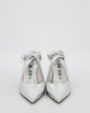 The Attico Venus Silver Leather Heels with Tie Detail Size EU 38