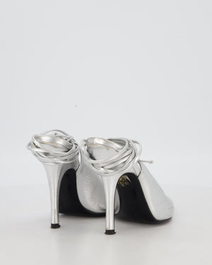 The Attico Venus Silver Leather Heels with Tie Detail Size EU 38
