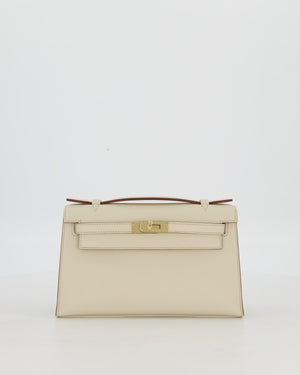 *SUPER RARE* HSS Hermès Kelly Pochette in Beton and Gold Interior Swift Leather with Gold Hardware