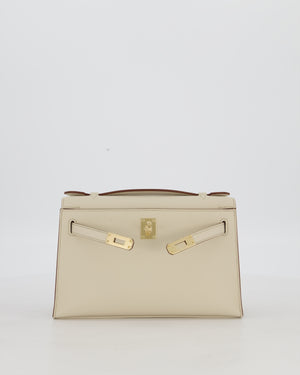 *SUPER RARE* HSS Hermès Kelly Pochette in Beton and Gold Interior Swift Leather with Gold Hardware