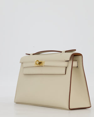*SUPER RARE* HSS Hermès Kelly Pochette in Beton and Gold Interior Swift Leather with Gold Hardware
