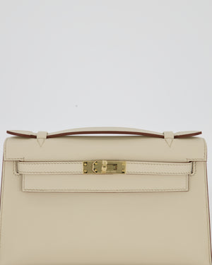 *SUPER RARE* HSS Hermès Kelly Pochette in Beton and Gold Interior Swift Leather with Gold Hardware