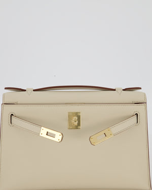 *SUPER RARE* HSS Hermès Kelly Pochette in Beton and Gold Interior Swift Leather with Gold Hardware