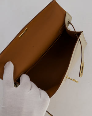 *SUPER RARE* HSS Hermès Kelly Pochette in Beton and Gold Interior Swift Leather with Gold Hardware