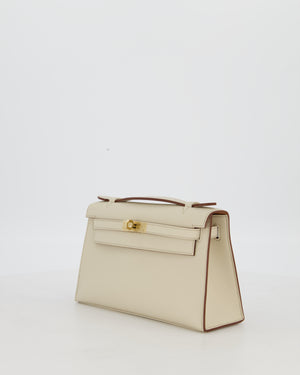 *SUPER RARE* HSS Hermès Kelly Pochette in Beton and Gold Interior Swift Leather with Gold Hardware