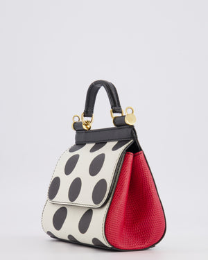 Dolce & Gabbana White, Black and Red Polkadot Mini Sicily Bag with Gold Hardware