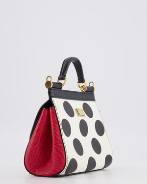 Dolce & Gabbana White, Black and Red Polkadot Mini Sicily Bag with Gold Hardware