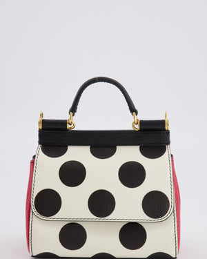 Dolce & Gabbana White, Black and Red Polkadot Mini Sicily Bag with Gold Hardware