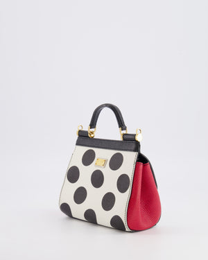Dolce & Gabbana White, Black and Red Polkadot Mini Sicily Bag with Gold Hardware