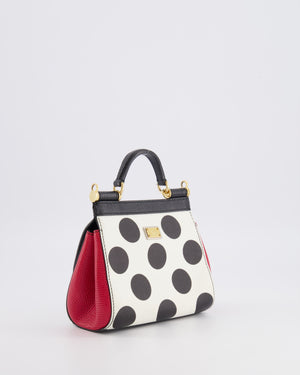 Dolce & Gabbana White, Black and Red Polkadot Mini Sicily Bag with Gold Hardware