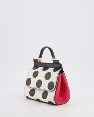 Dolce & Gabbana White, Black and Red Polkadot Mini Sicily Bag with Gold Hardware