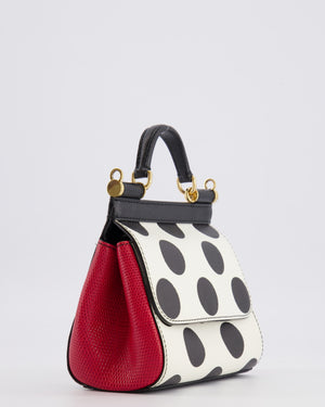Dolce & Gabbana White, Black and Red Polkadot Mini Sicily Bag with Gold Hardware