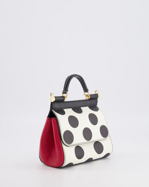 Dolce & Gabbana White, Black and Red Polkadot Mini Sicily Bag with Gold Hardware