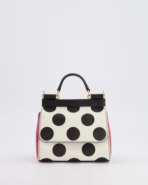 Dolce & Gabbana White, Black and Red Polkadot Mini Sicily Bag with Gold Hardware