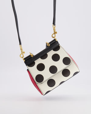 Dolce & Gabbana White, Black and Red Polkadot Mini Sicily Bag with Gold Hardware