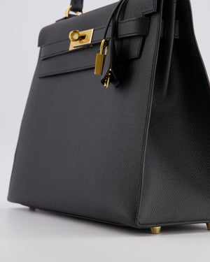 Hermès Kelly 32 Sellier Bag in Noir Epsom Leather with Gold Hardware