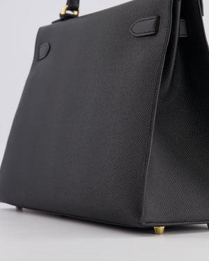 Hermès Kelly 32 Sellier Bag in Noir Epsom Leather with Gold Hardware