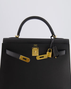 Hermès Kelly 32 Sellier Bag in Noir Epsom Leather with Gold Hardware