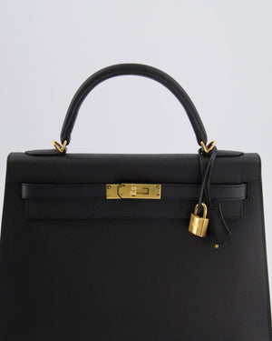 Hermès Kelly 32 Sellier Bag in Noir Epsom Leather with Gold Hardware
