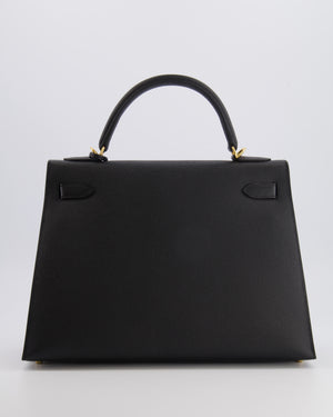 Hermès Kelly 32 Sellier Bag in Noir Epsom Leather with Gold Hardware