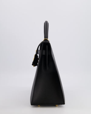 Hermès Kelly 32 Sellier Bag in Noir Epsom Leather with Gold Hardware