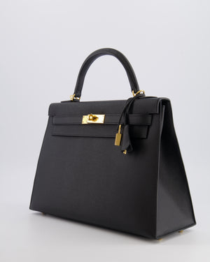 Hermès Kelly 32 Sellier Bag in Noir Epsom Leather with Gold Hardware
