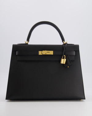 Hermès Kelly 32 Sellier Bag in Noir Epsom Leather with Gold Hardware
