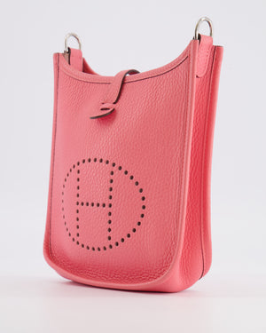 Hermès Mini Evelyne Bag in Rose Mexico Clemence Leather with Palladium Hardware