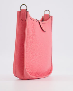 Hermès Mini Evelyne Bag in Rose Mexico Clemence Leather with Palladium Hardware