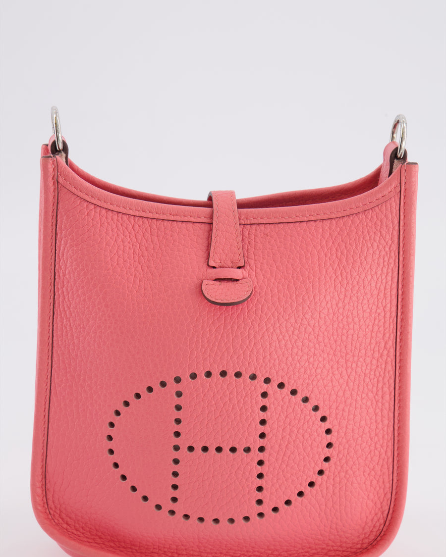 Hermès Mini Evelyne Bag in Rose Mexico Clemence Leather with Palladium Hardware