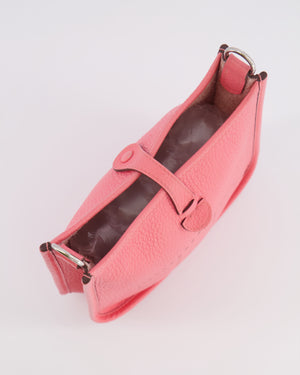Hermès Mini Evelyne Bag in Rose Mexico Clemence Leather with Palladium Hardware