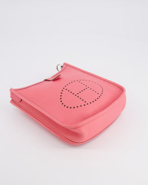 Hermès Mini Evelyne Bag in Rose Mexico Clemence Leather with Palladium Hardware