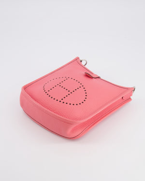 Hermès Mini Evelyne Bag in Rose Mexico Clemence Leather with Palladium Hardware