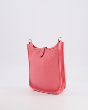 Hermès Mini Evelyne Bag in Rose Mexico Clemence Leather with Palladium Hardware