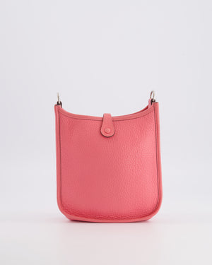 Hermès Mini Evelyne Bag in Rose Mexico Clemence Leather with Palladium Hardware